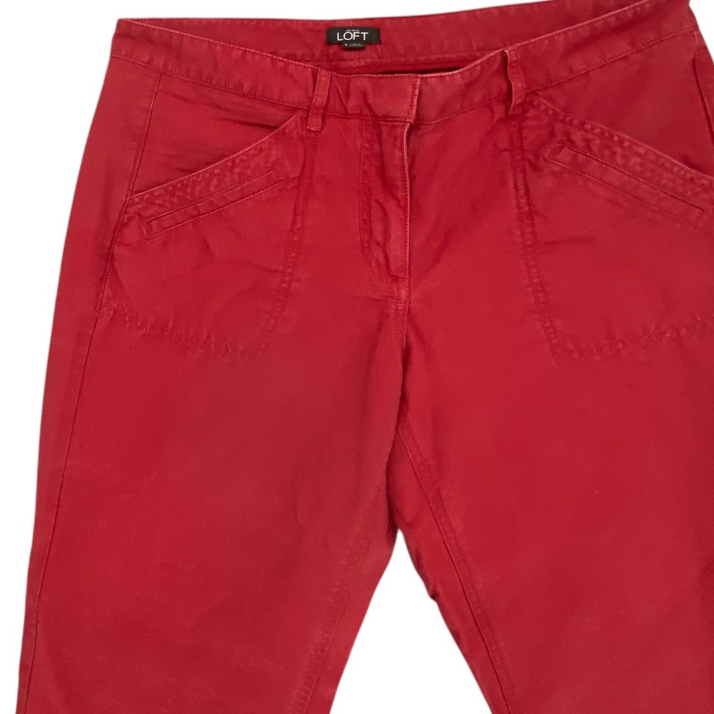 LOFT Red Chinos Pants Utility Pockets Casual Everyday Trousers Size 6 - Picture 4 of 9